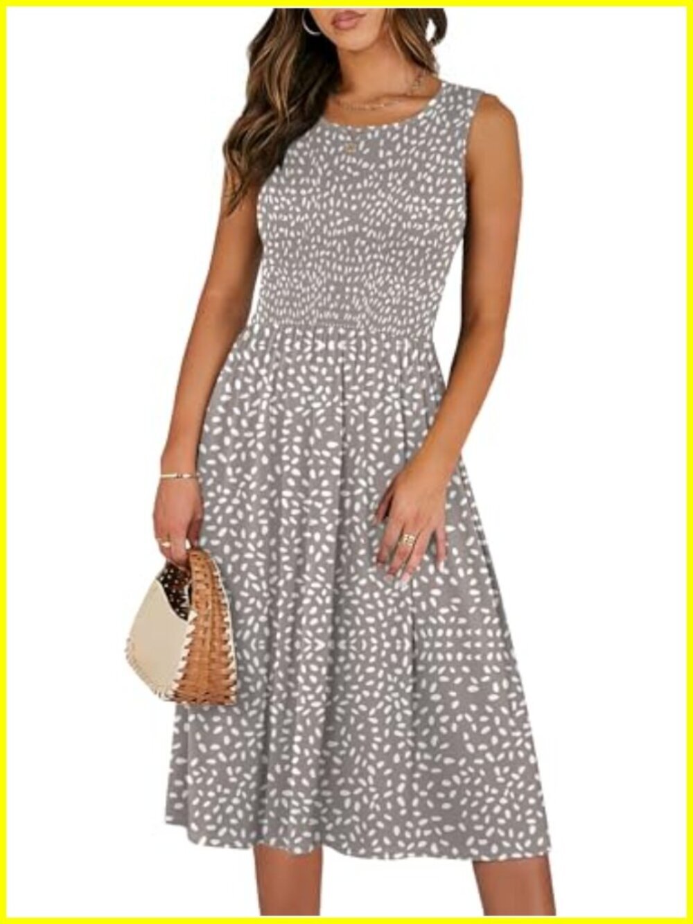 Smocked Sleeveless Midi Dress with Pockets | Casual A-Line Summer Dress